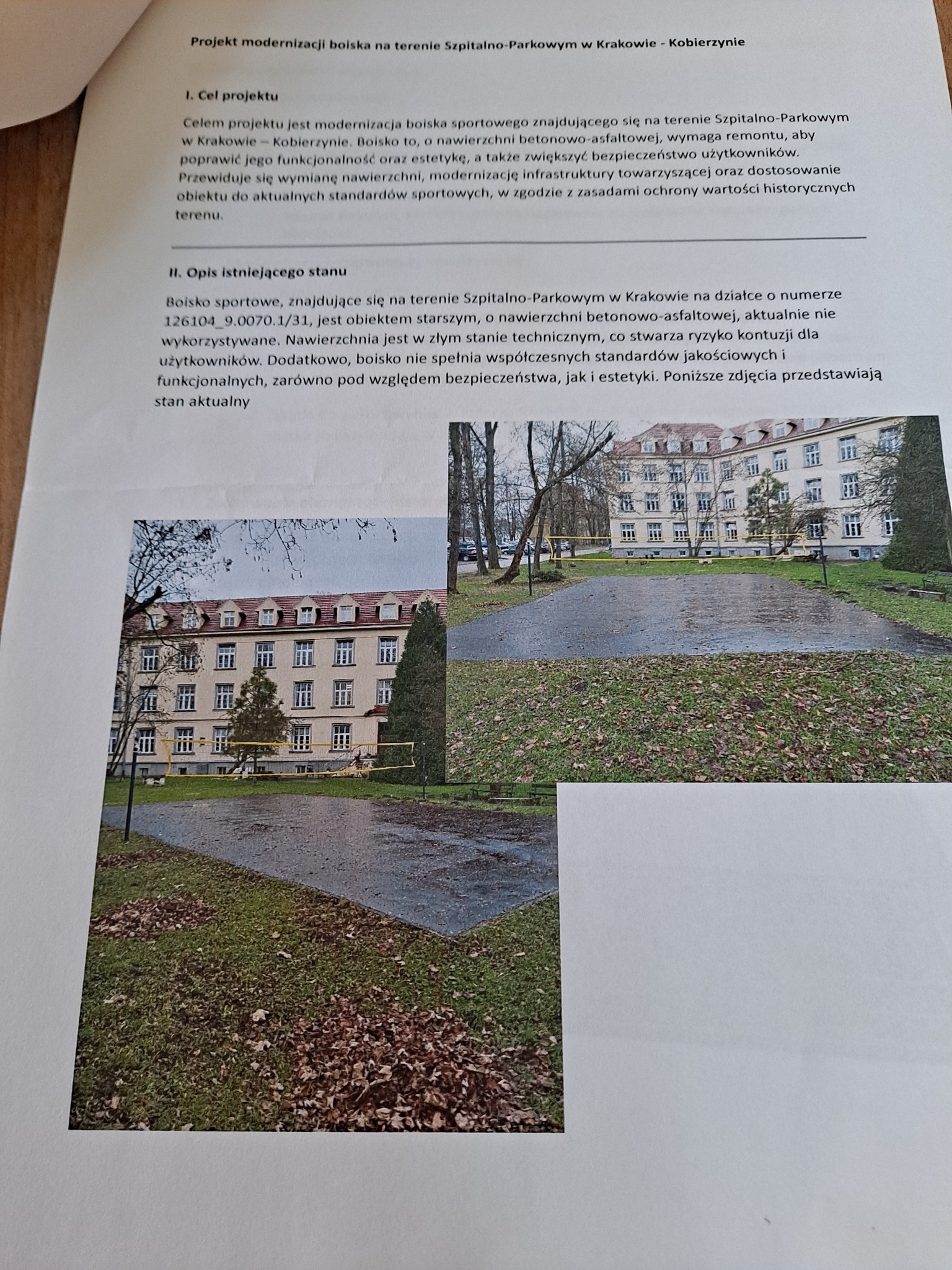 boisko sportowe w szpitalu