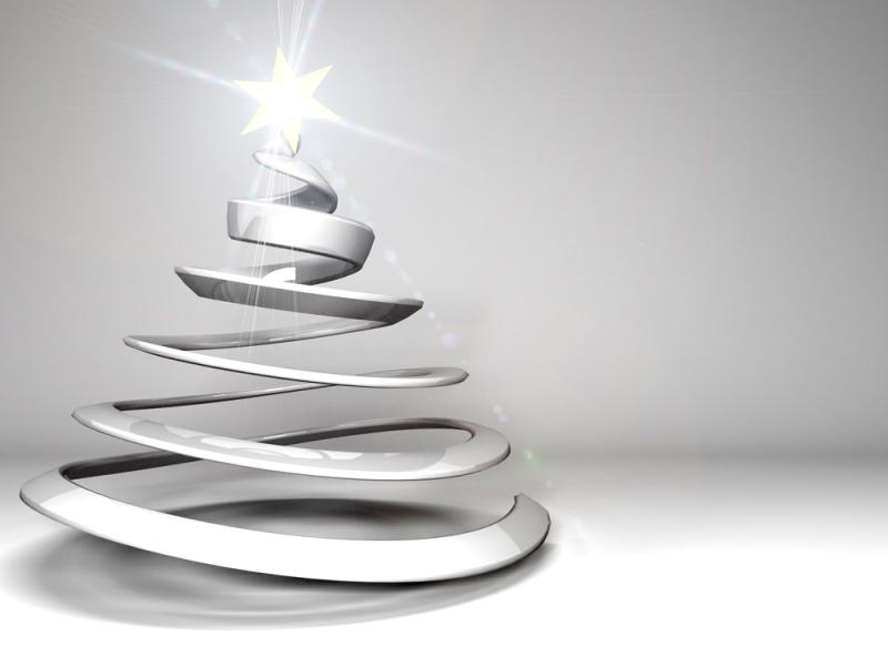 Grafika przedstawiająca kształt drzewka świątecznego ze skrzącym się wierzchołkiem